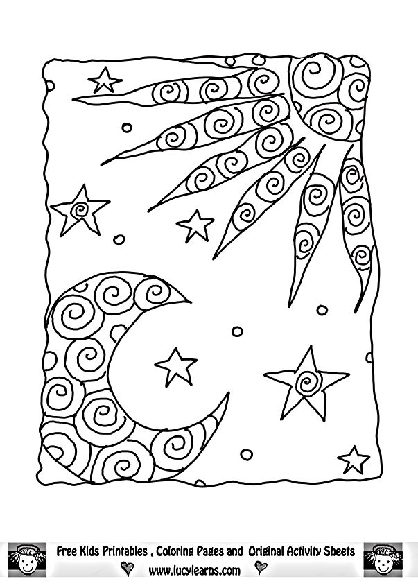 Sun Moon And Stars Coloring Page