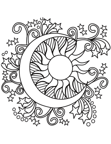 371x480 Coloring Pages Of Sun And Moon Pop Art Sun Moon And Stars Coloring
