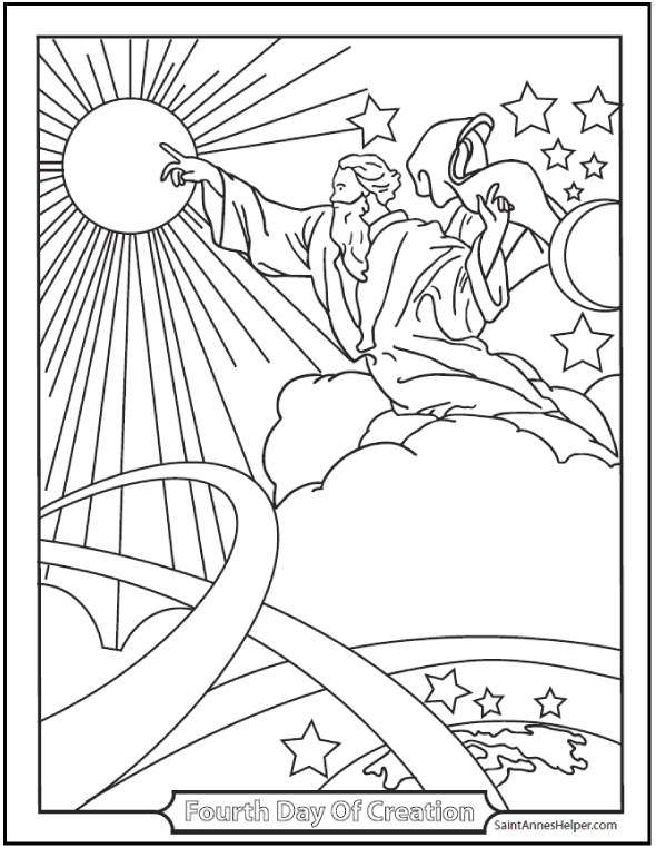 590x762 Creation Coloring Pages God Made The Sun, Moon, And Stars