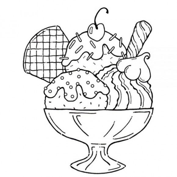 580x580 Ice Cream Sundae Coloring Page Yummy Ice Cream Sundae Coloring