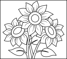 256x226 Sunflower Coloring Page. Printables. Apps For Kids.
