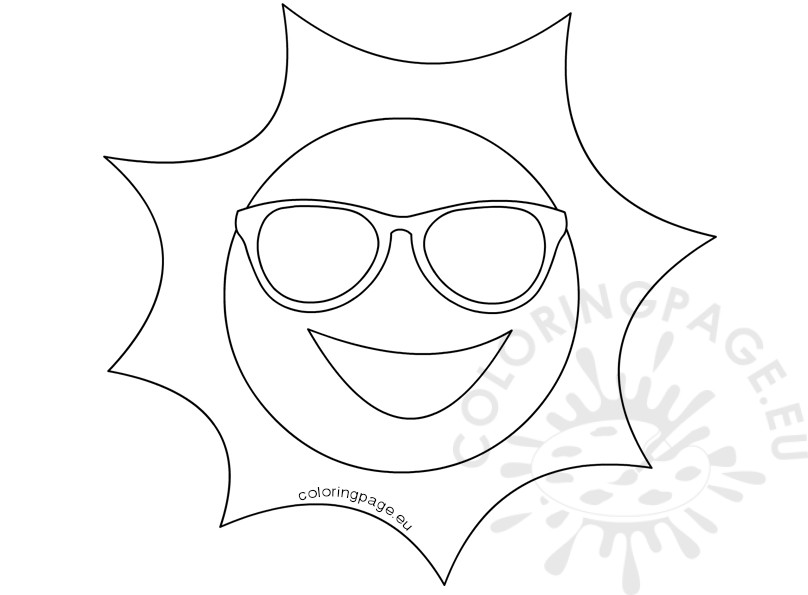 808x595 Happy Sun With Sunglasses Illustration Coloring Page