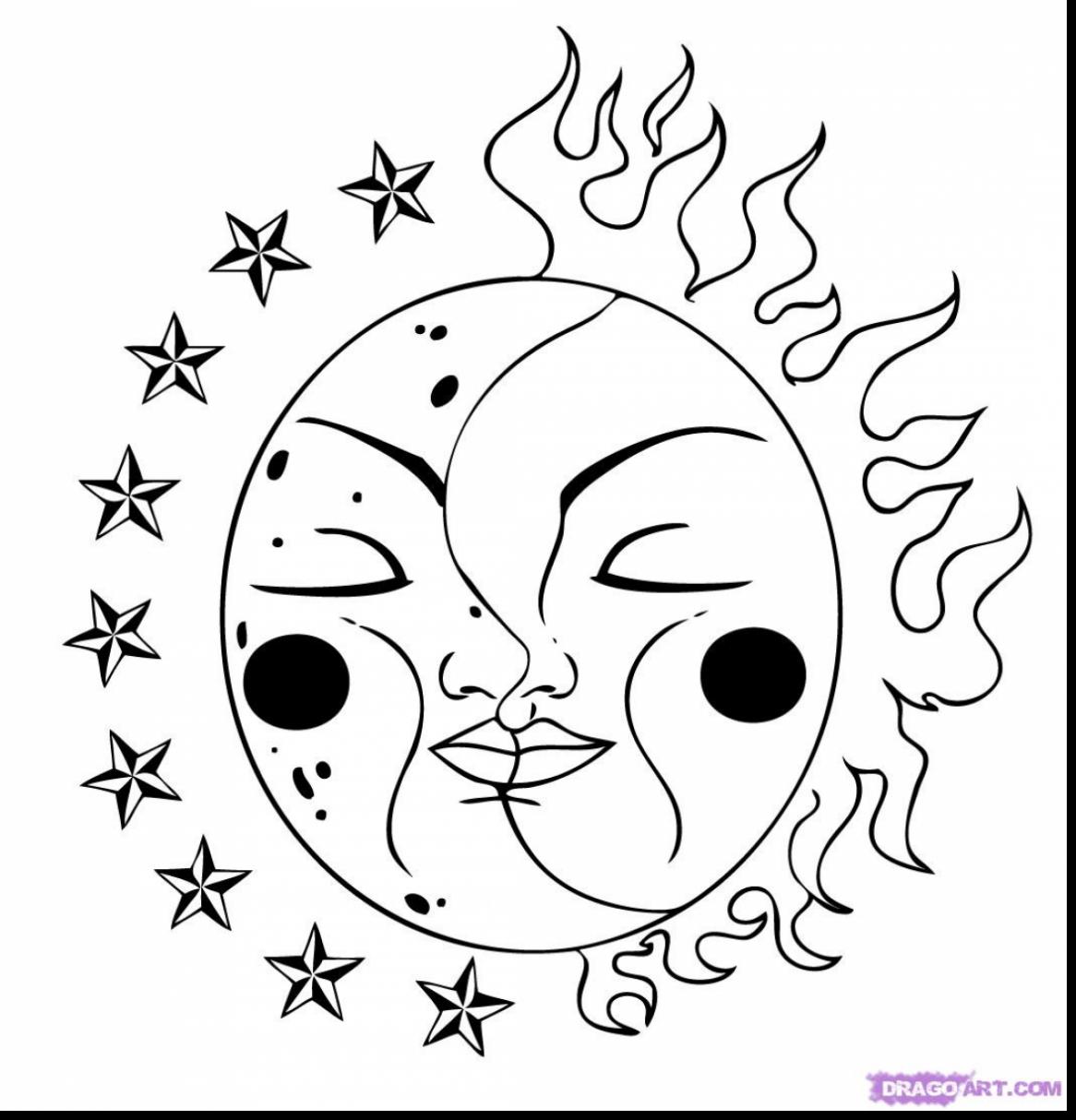 1166x1214 Awesome Sun With Sunglasses Coloring Page Pages Within And Moon
