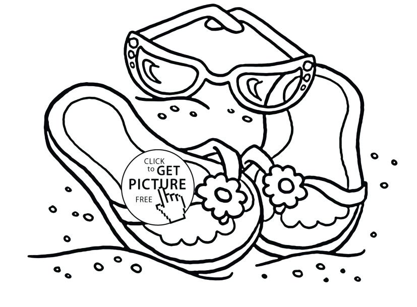 827x609 Flip Flop Coloring Page Beach Summer Flip Flop Coloring Pages