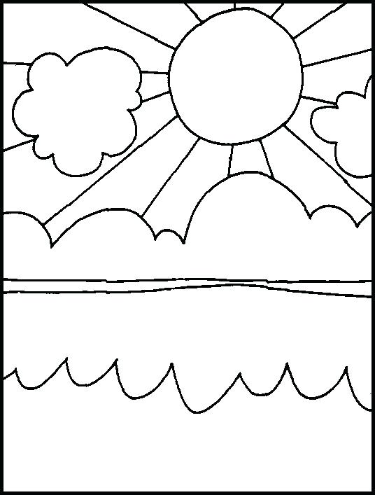 536x707 Sunny Day Coloring Pages Sun Over The Ocean Free Printable