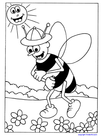 350x460 Sun Safety Coloring Page (Safety Bee) Kinderart