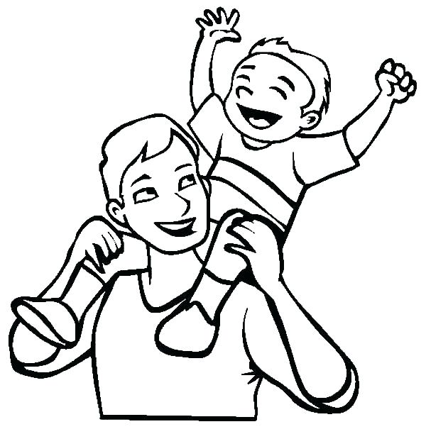 600x612 Dad Coloring Page Dad Coloring Pages Child Piggyback On Back I