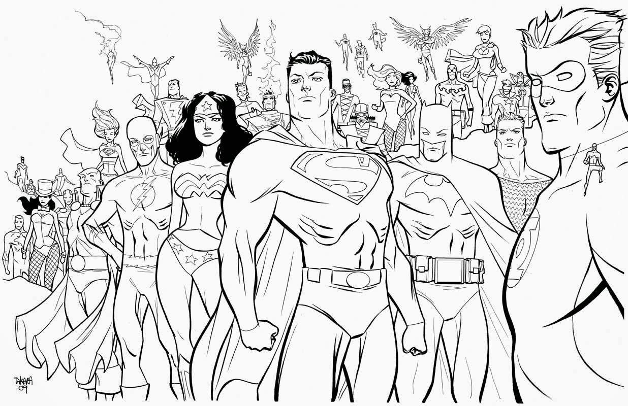 1236x800 Printable Amazing Superheroes All In One Coloring Page For Boys
