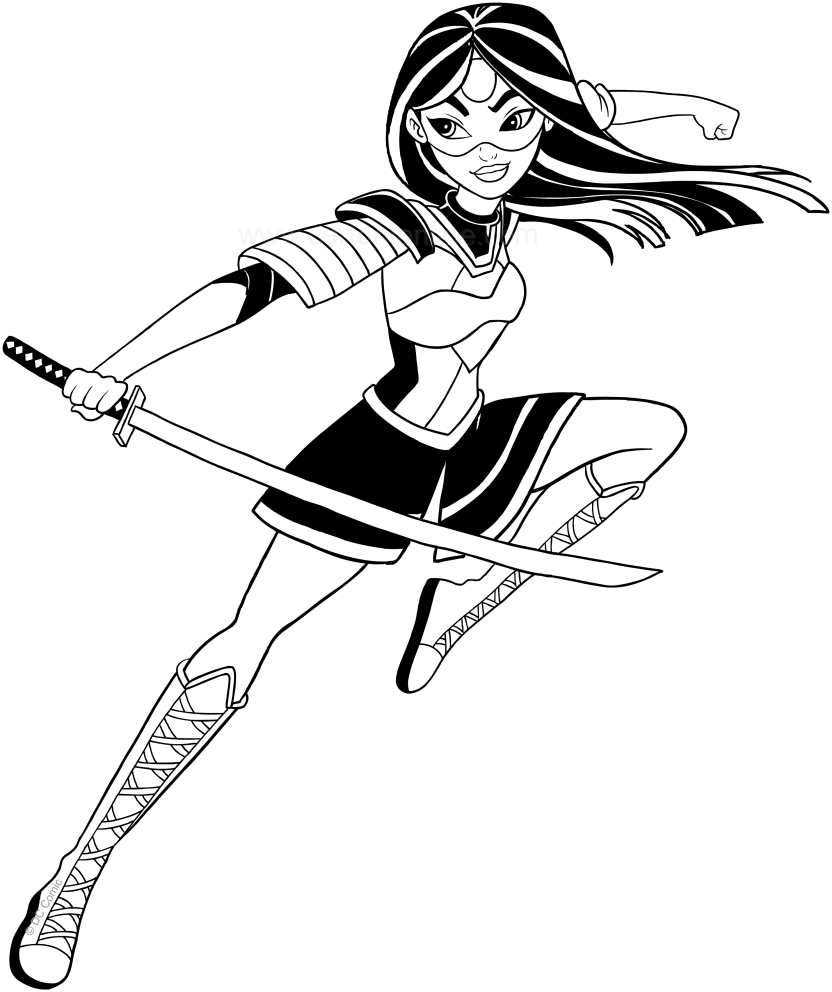 832x992 Katana (Dc Superhero Girls) Coloring Page