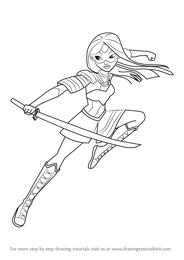 596x843 Learn How To Draw Katana From Dc Super Hero Girls (Dc Super Hero