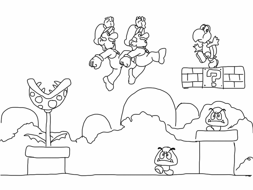 1024x768 Super Mario Bros Wii U Coloring Pages