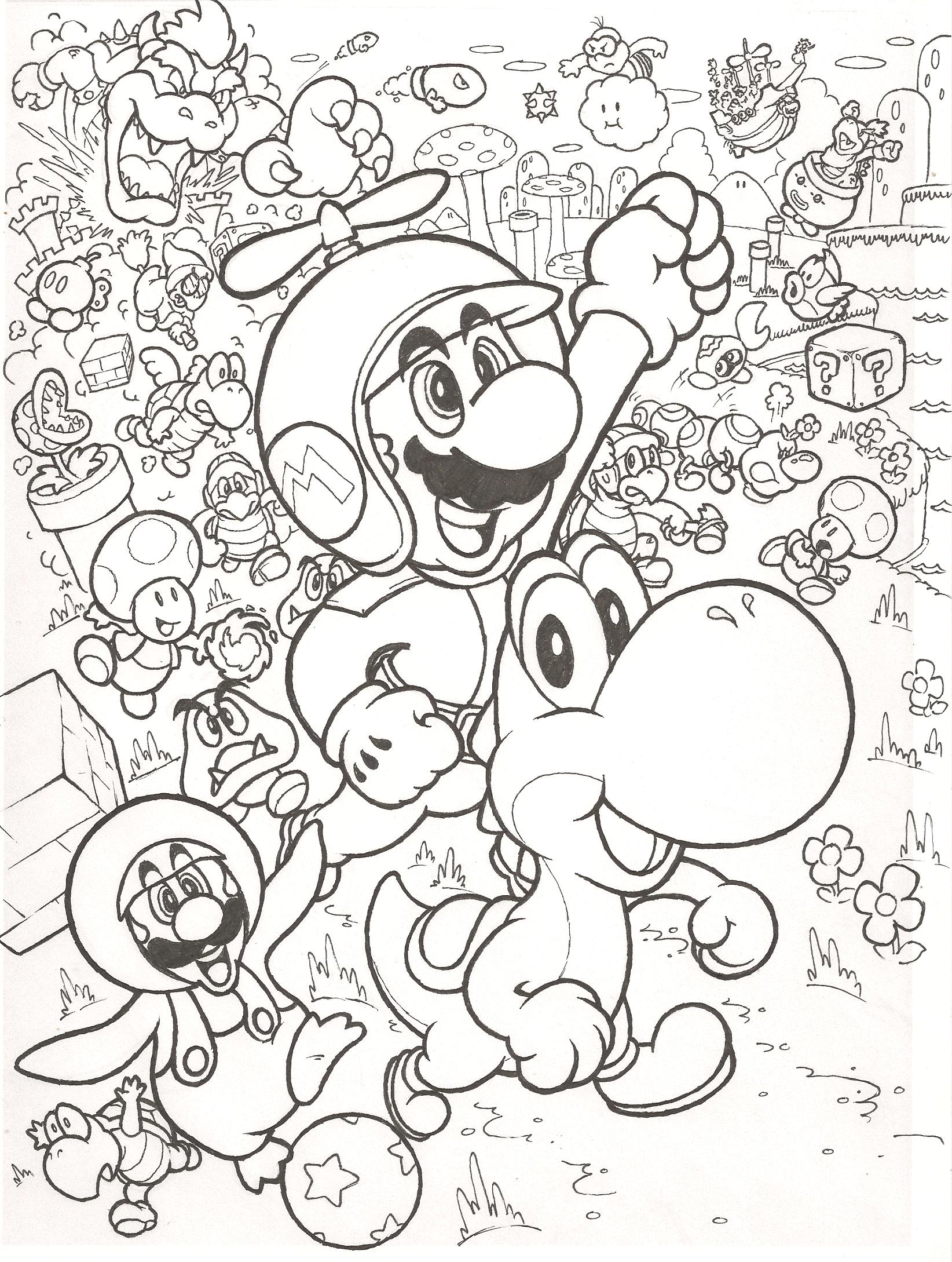 1644x2178 Super Mario Bros. Wii Coloring Pages