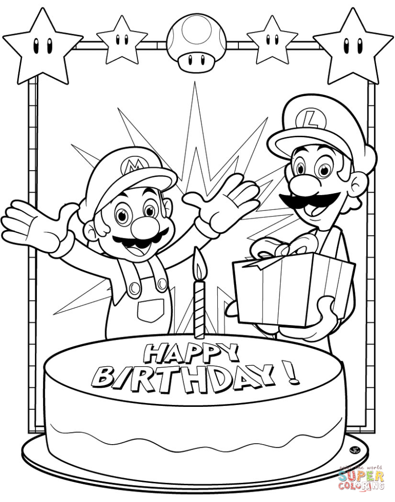 805x1024 Super Mario Bros Coloring Pages Free Happy Birthday Get Bubbles