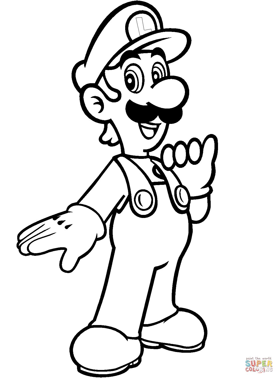 1177x1599 Luigi From Mario Bros Coloring Page On Super Mario Coloring Pages