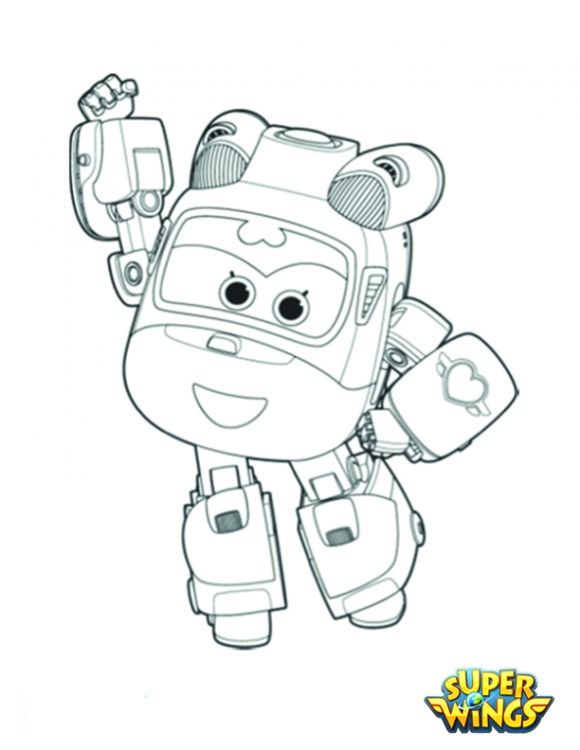 580x750 Super Wings Coloring Page Dizzy Robot