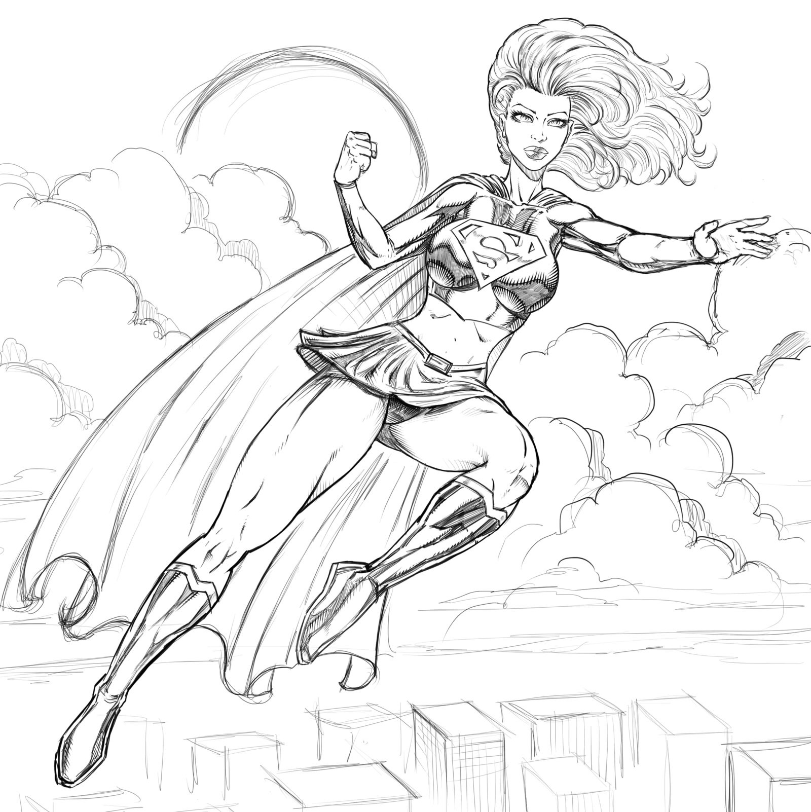 1600x1602 Supergirl Coloring Page Wagashiya