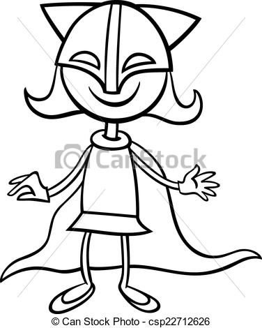 376x470 Superhero Girl Cartoon Coloring Page. Black And White Cartoon