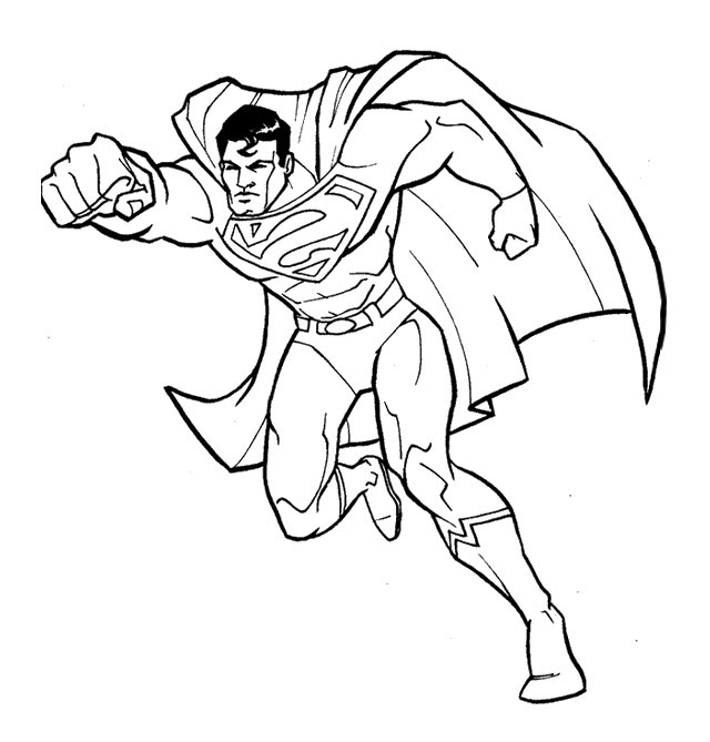 640x669 Fantastic Superman Coloring Page Superman Cartoon