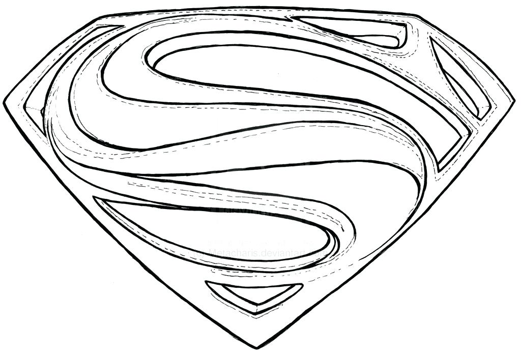 1024x698 Superman Logo Coloring Pages Man Of Steel Logo Outline Batman