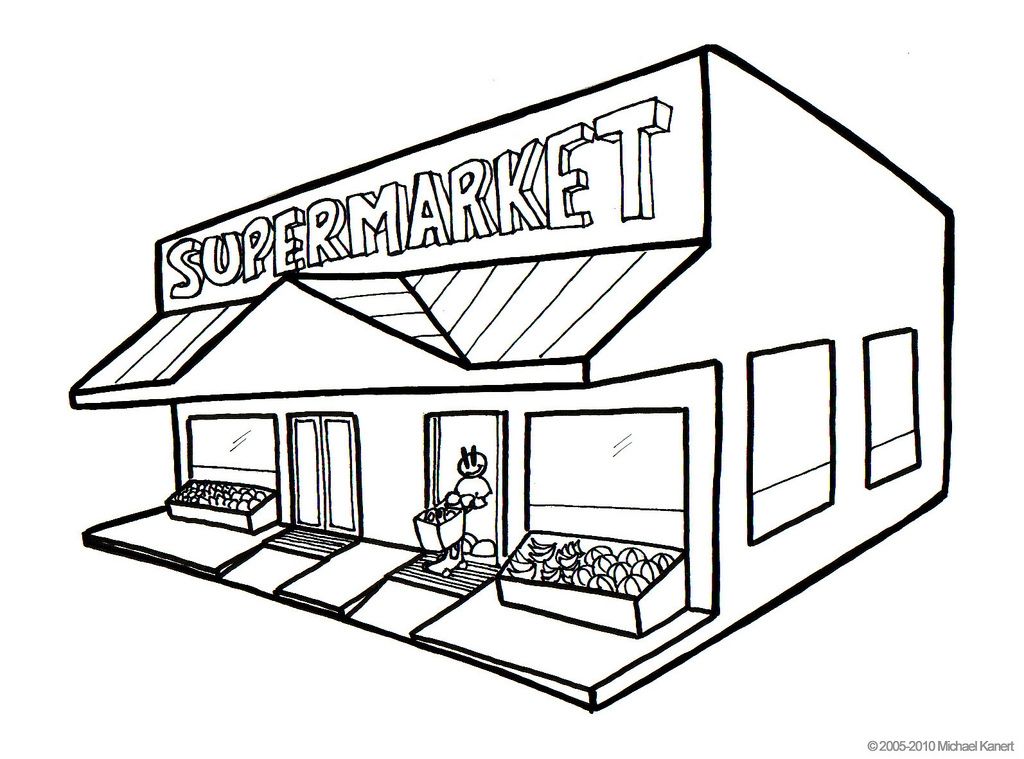 1024x759 Grocery Store Building Clipart Black And White