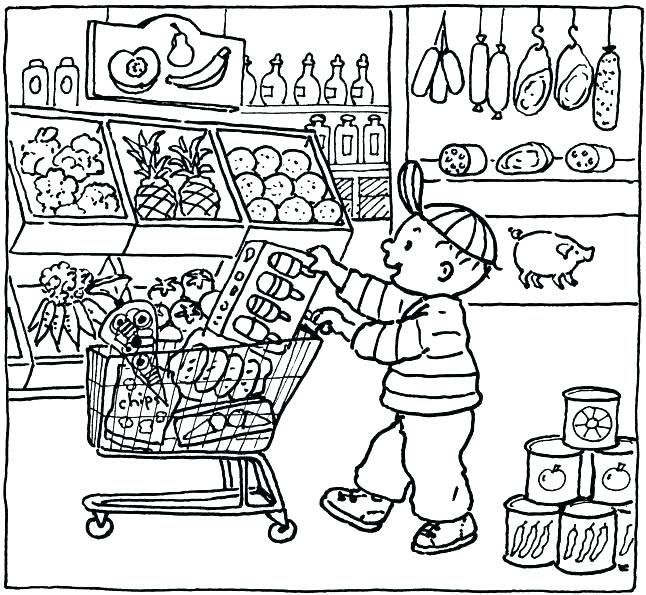 646x595 Shopping Coloring Pages Shopping Coloring Pagesdult Shopping