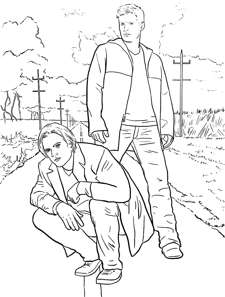 758x1000 Supernatural Coloring Page Dean And Sam