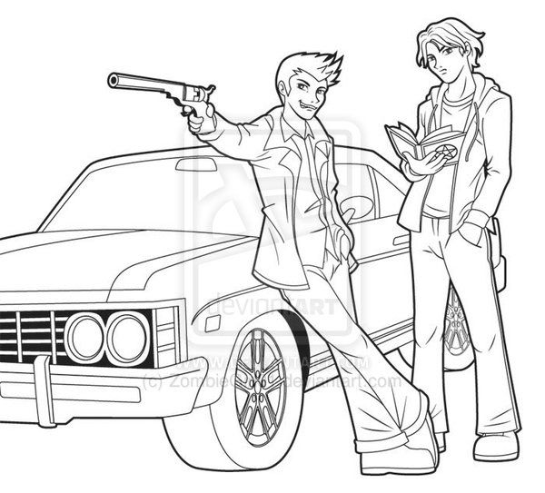 600x543 Supernatural By Zombiegirl01 On @ Coloring Pages