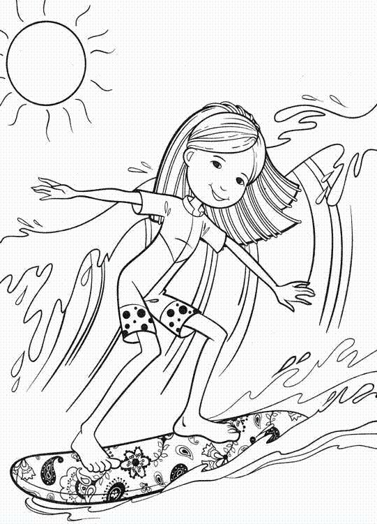 541x751 Groovy Girl Surfing Coloring Pages Surf! Summer