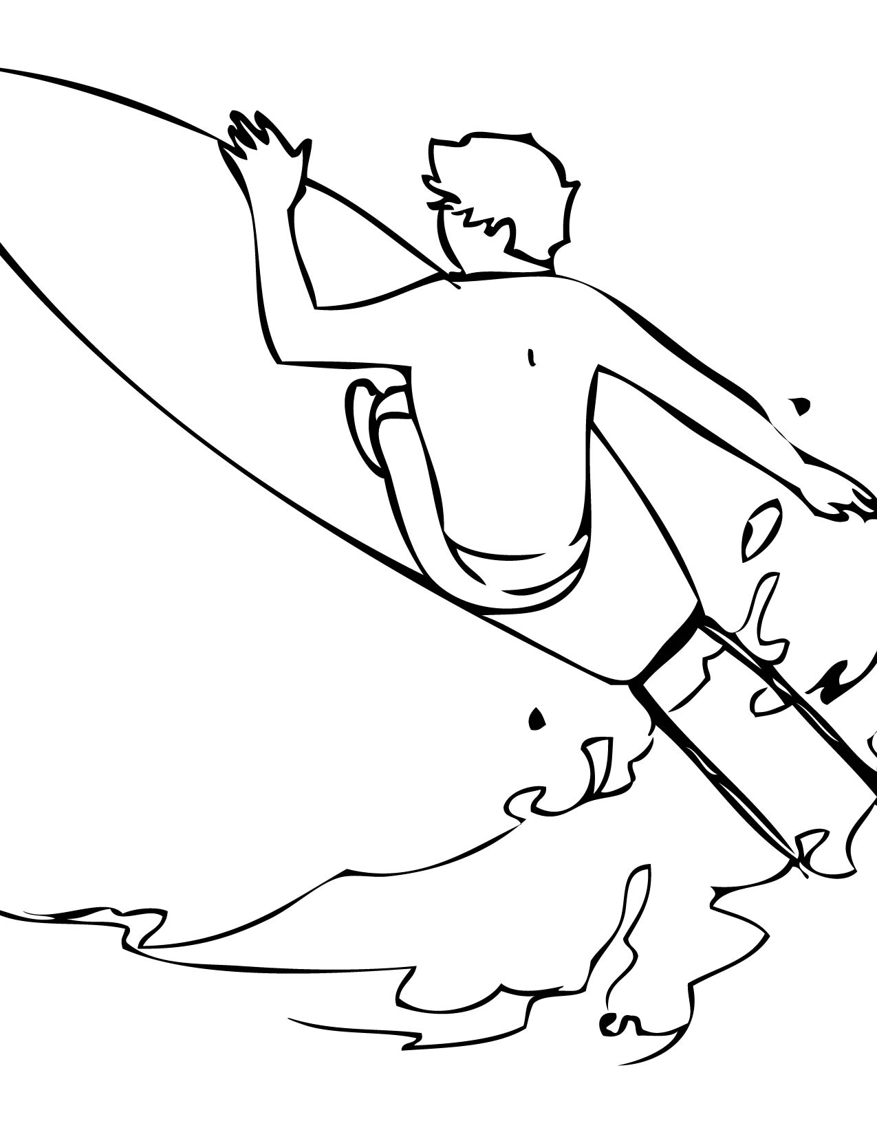 1275x1650 Surfing Coloring Page