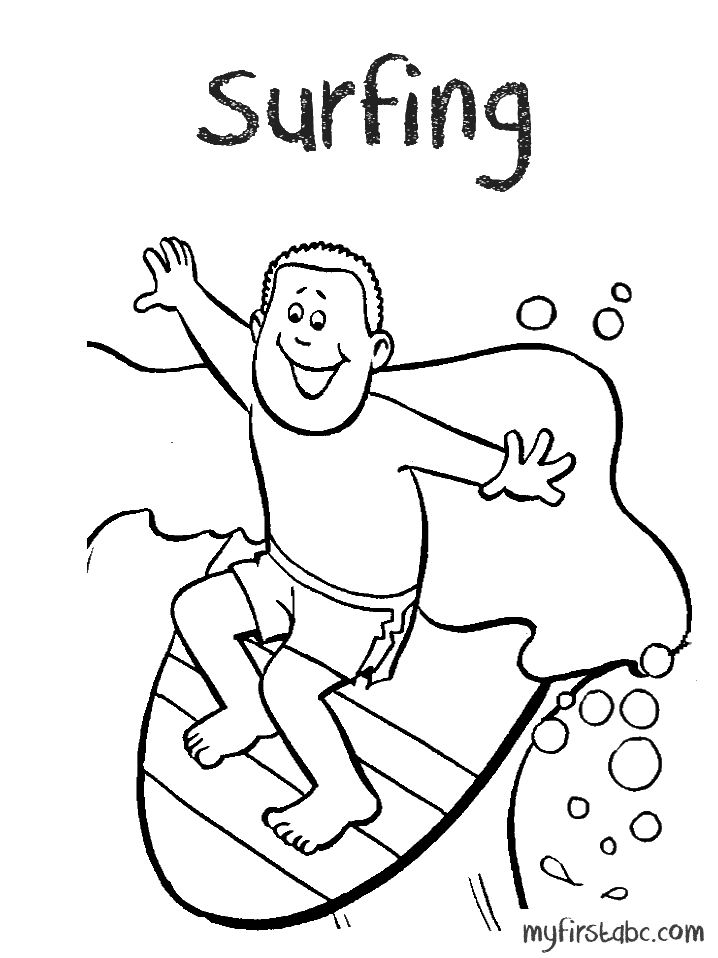 718x958 Surfing Coloring Page