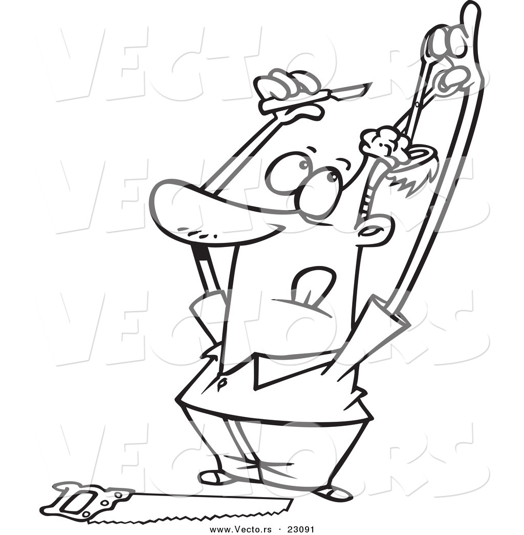 1024x1044 Vector Of A Cartoon Guy Doing His Own Brain Surgery