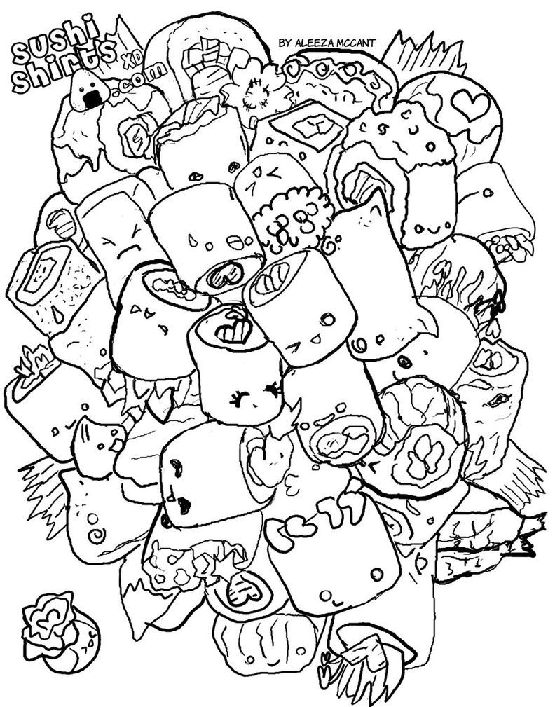 792x1009 Sushi Cat Coloring Pages