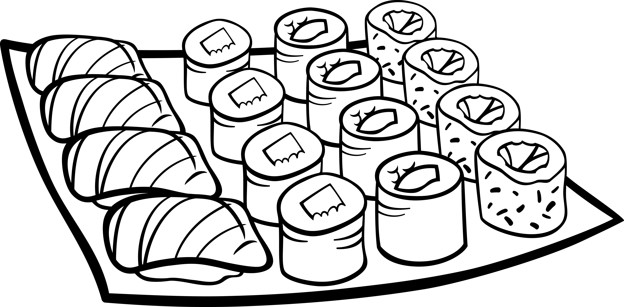 624x307 Sushi Lunch Cartoon Coloring Page Vector Premium Download