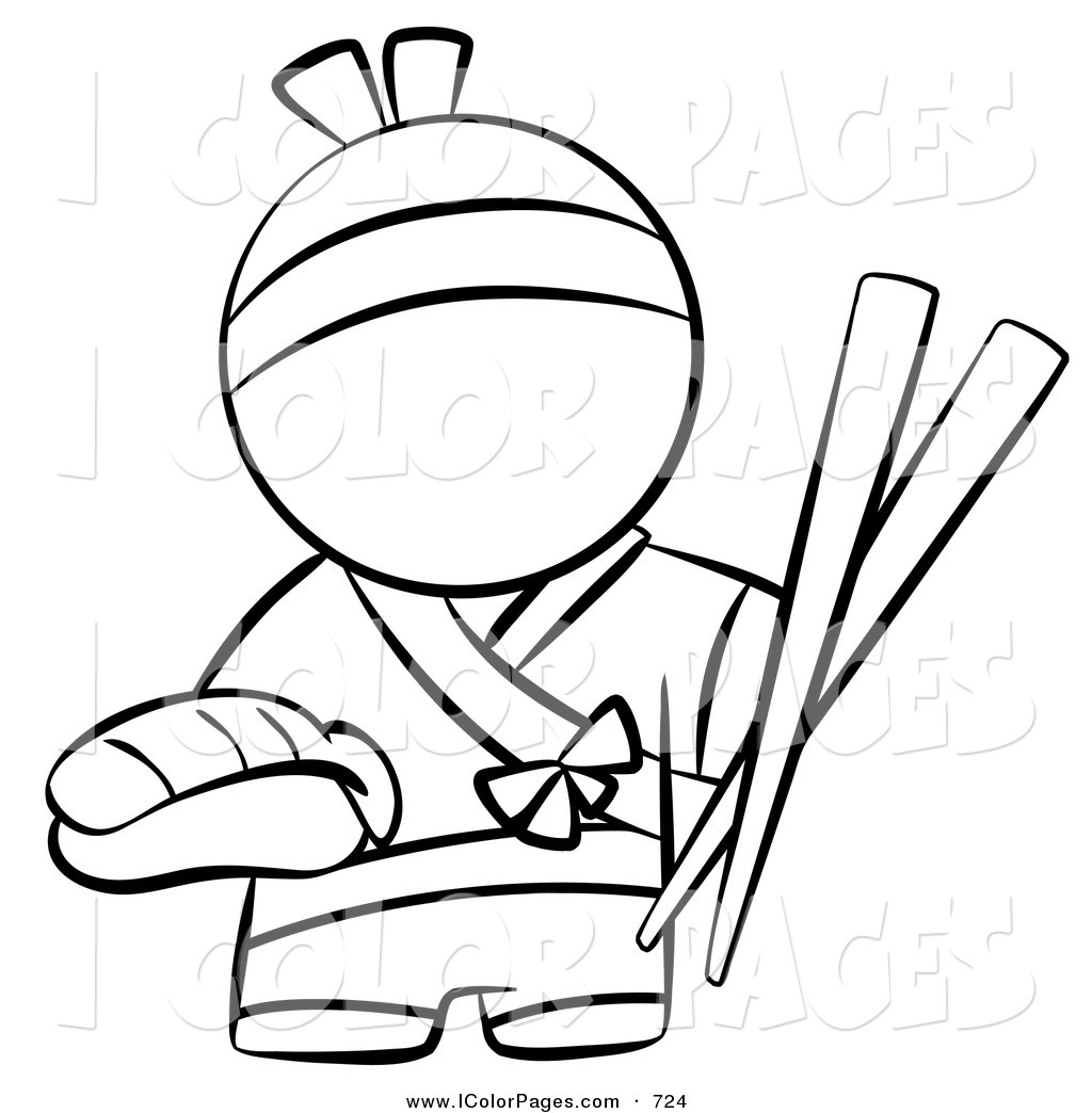 1024x1044 Vector Coloring Page Of A Black And White Japanese Chef With Huge