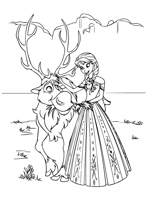 595x842 Frozen Coloring Pages Sven And Anna
