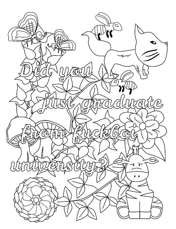 600x780 Swear Word Coloring Pages Free Download Screw You Asshole Adult