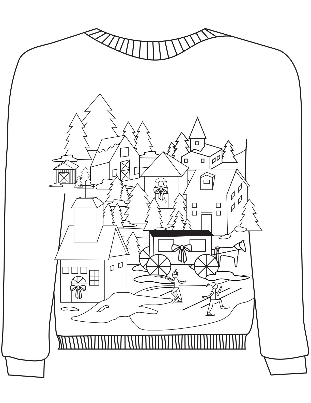 1224x1584 16 Ugly Christmas Sweater Colouring Pages Ugliest Christmas