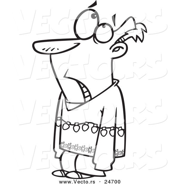 600x620 Vector Of A Cartoon Man Wearing An Ugly Christmas Sweater