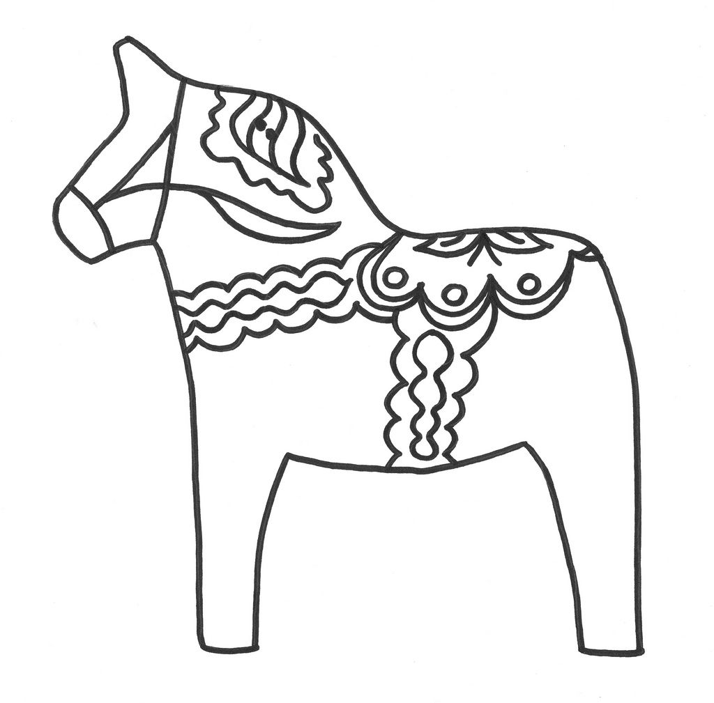 1024x1009 Dala Horse Coloring Page