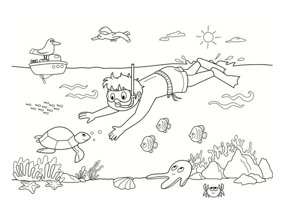 Swimming Coloring Pages