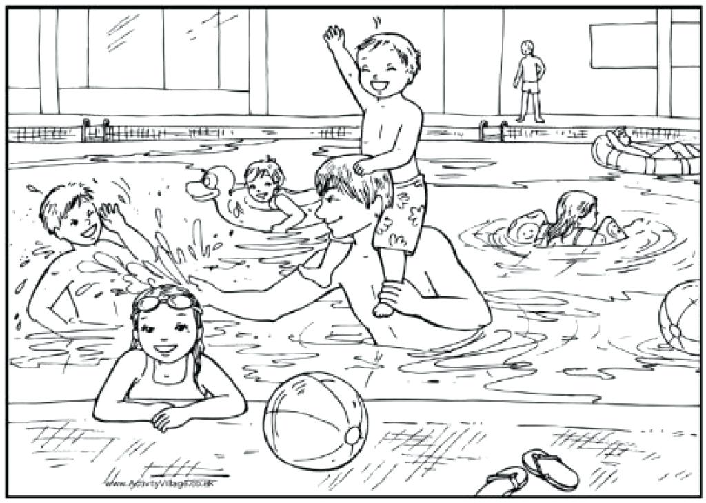 1024x730 Pool Coloring Pages Girl And Woman Swimming Lesson Coloring Sheet