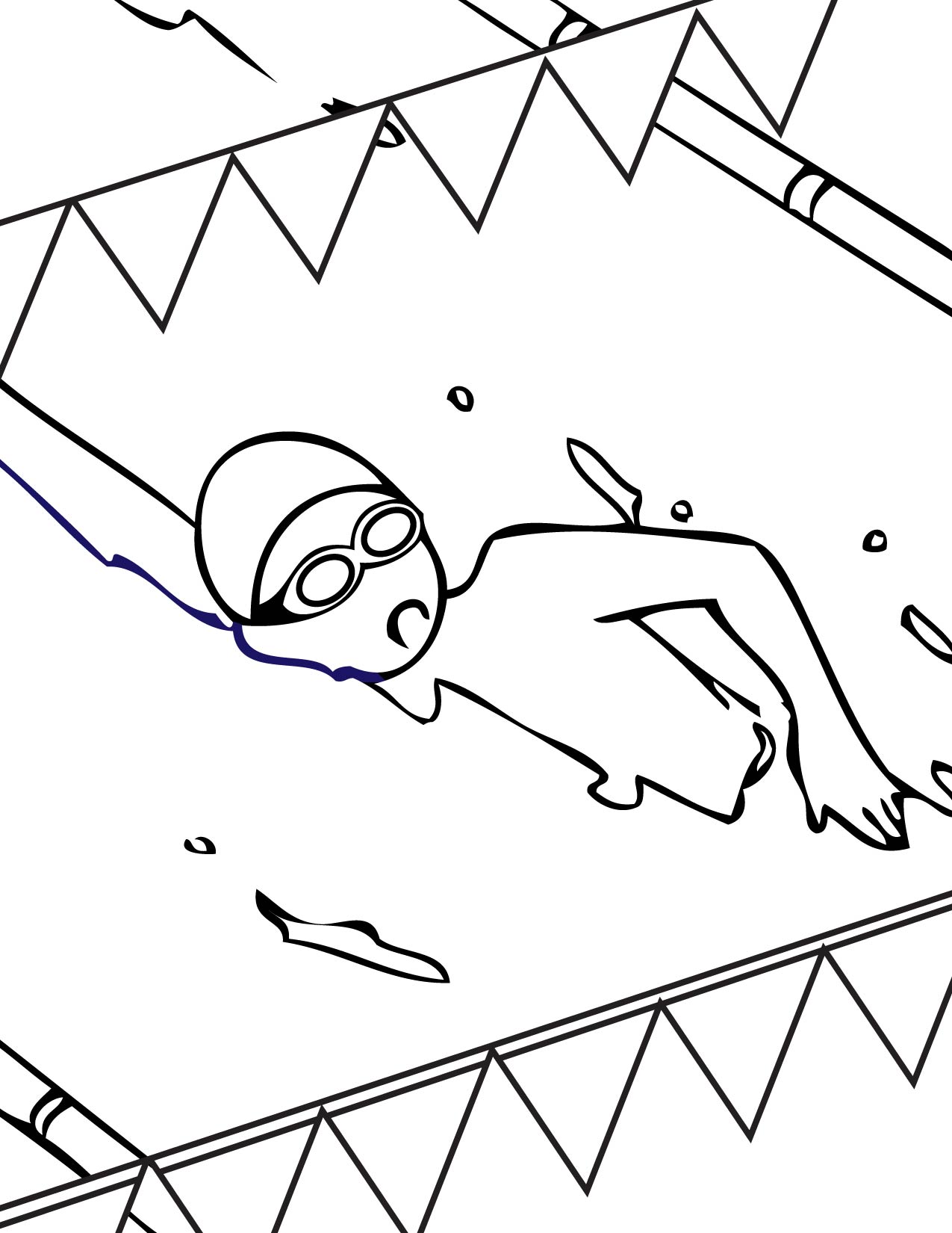 1275x1650 Swimming Coloring Page