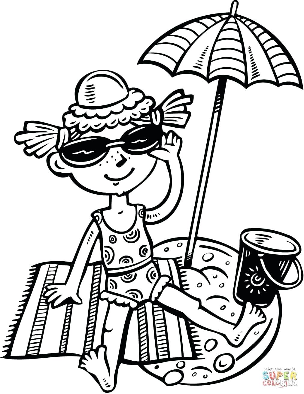 1012x1312 Coloring Page ~ Swimming Coloring Pages Girl Child Sunbathing Pool