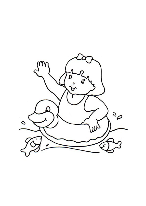 595x842 Girls Swimming Coloring Pages
