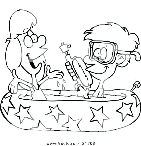 600x620 Swimming Coloring Page