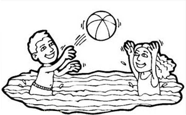 600x372 Volleyball In A Swimming Pool Coloring Page