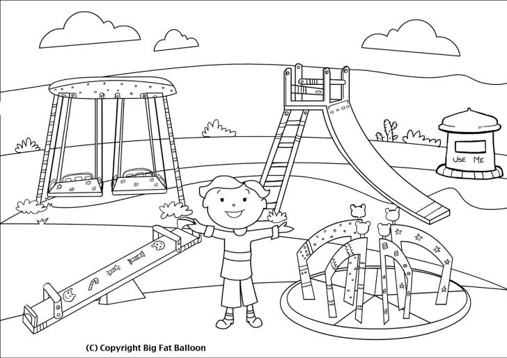 728x515 Kid Playing Swing And Number One Coloring Page Pages Thanksgiving