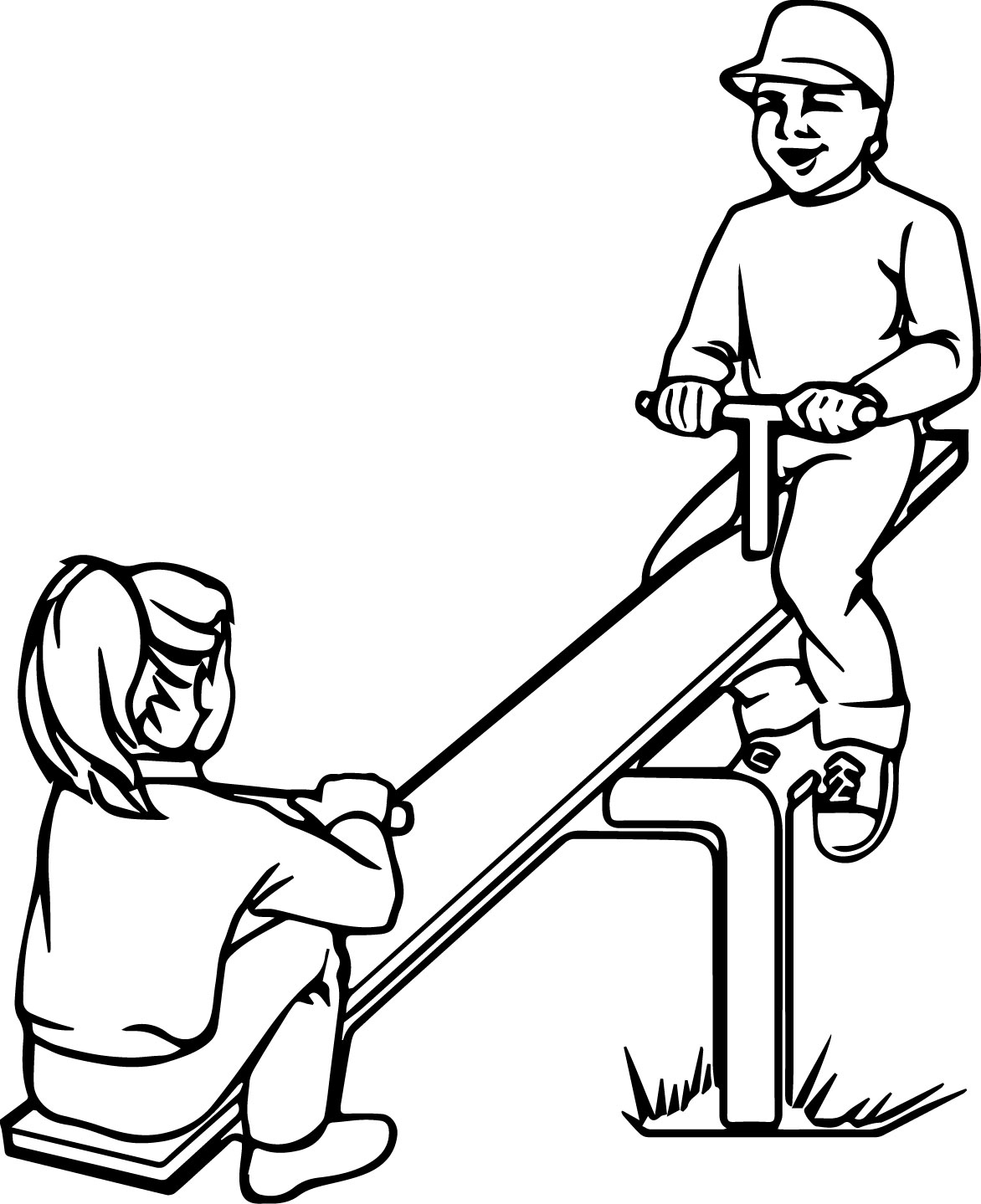 1172x1439 Swing Boy Girl Coloring Page Wecoloringpage