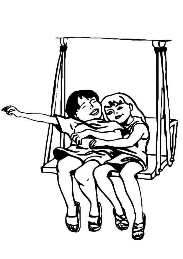 620x875 Coloring Page Friends On The Swing