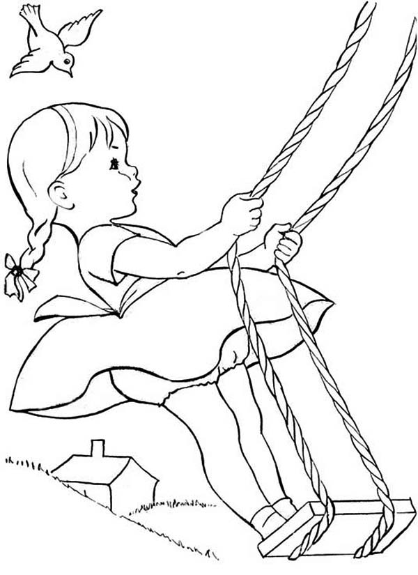 600x825 Fun Summertime Vacation With Swing Coloring Page